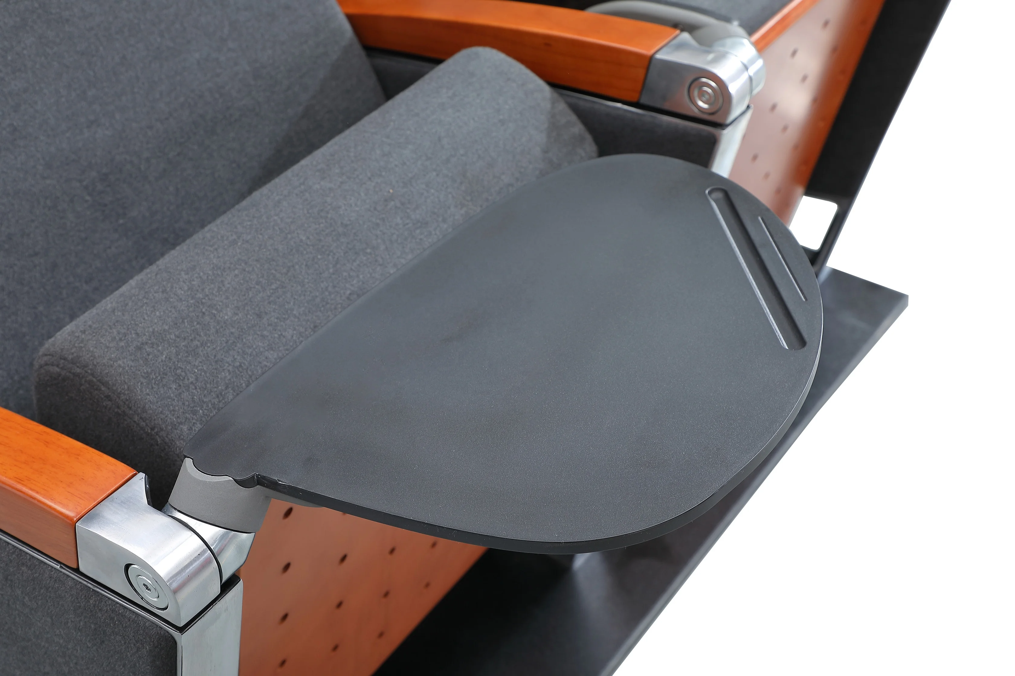 Good quality auditorium seat folding,wooden school church seat auditorium chair with back writing table HJ9815