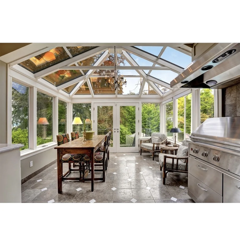 Custom Free Standing Aluminium Frame Glass Sunroom & Glass Houses