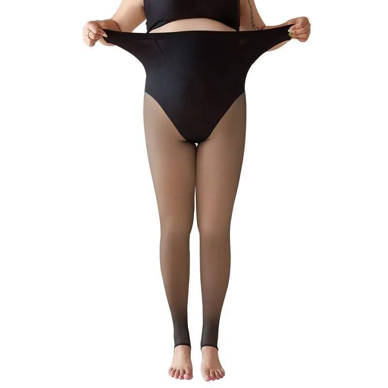 100g/200g/300g One body High waisted Fake Translucent Warm Pantyhose Leggings Slim Stretchy Opaque Soft Tights For Winter