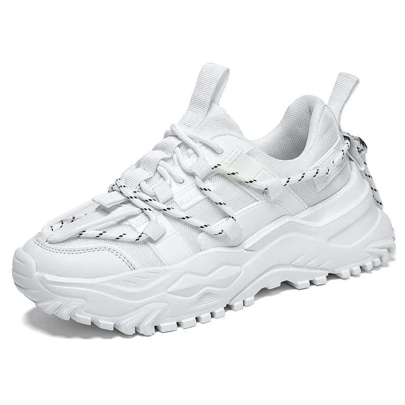 Wenzhou Factory Footwear White Tennis Sneakers Casual Height Increasing Chunky Mesh Cushioning Walking Style Shoes For Women