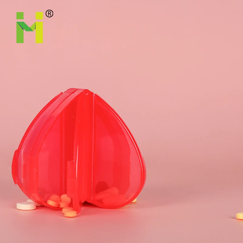 Hot Selling Heart-Shaped Smart Pill Box Portable Oval Tablet Container Innovative Pill Storage Case