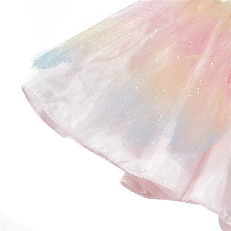 Rainbow color Fluffy Tulle   With Tutu Skirt with rainbow butterfly wings set for girls