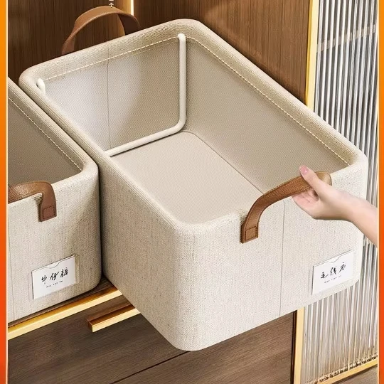 Large Cotton Linen Pants Clothes Storage Box Home Fabric Cloth Organizer for Wardrobe Classification Storage Artifact