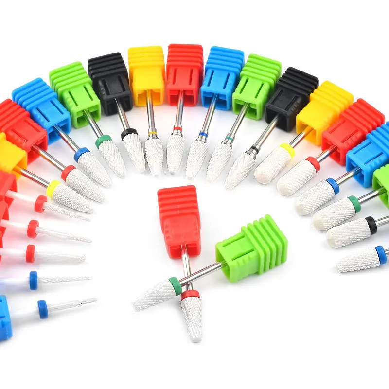 Nail art ceramic grinding head high quality single bullet type electric nail grinder tool wholesale diamond nail drill bits