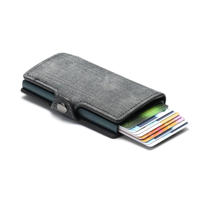 PU Single Aluminum Box Business Hasp Card Case Slim Wallet New RFID Blocking Slim Card Holder