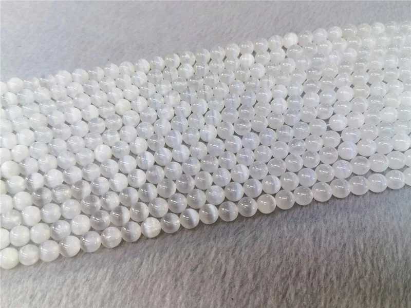 Wholesale Natural Smooth Charm Gemstone  Selenite Stone Loose Beads For Jewelry Making