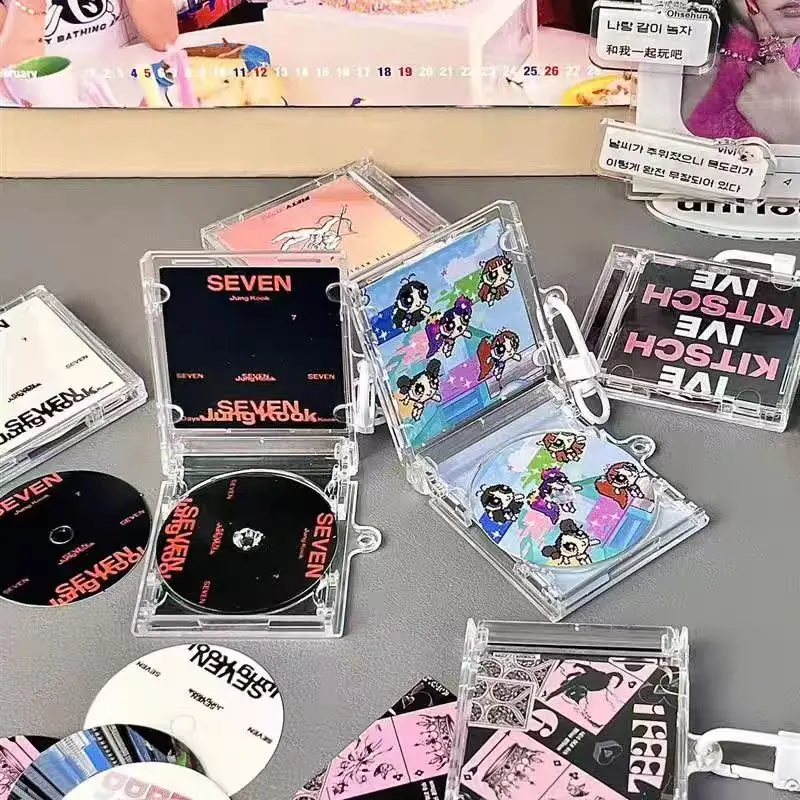 Customize the latest mini nfc cd keychain acrylic keychain  can add a custom URL link to introduce your company card