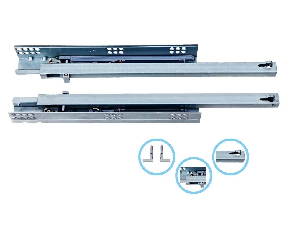 Furniture accessories kitchen metal box drawer slide concealed frameless Under mount Drawer Slide Soft closingdrawer slide