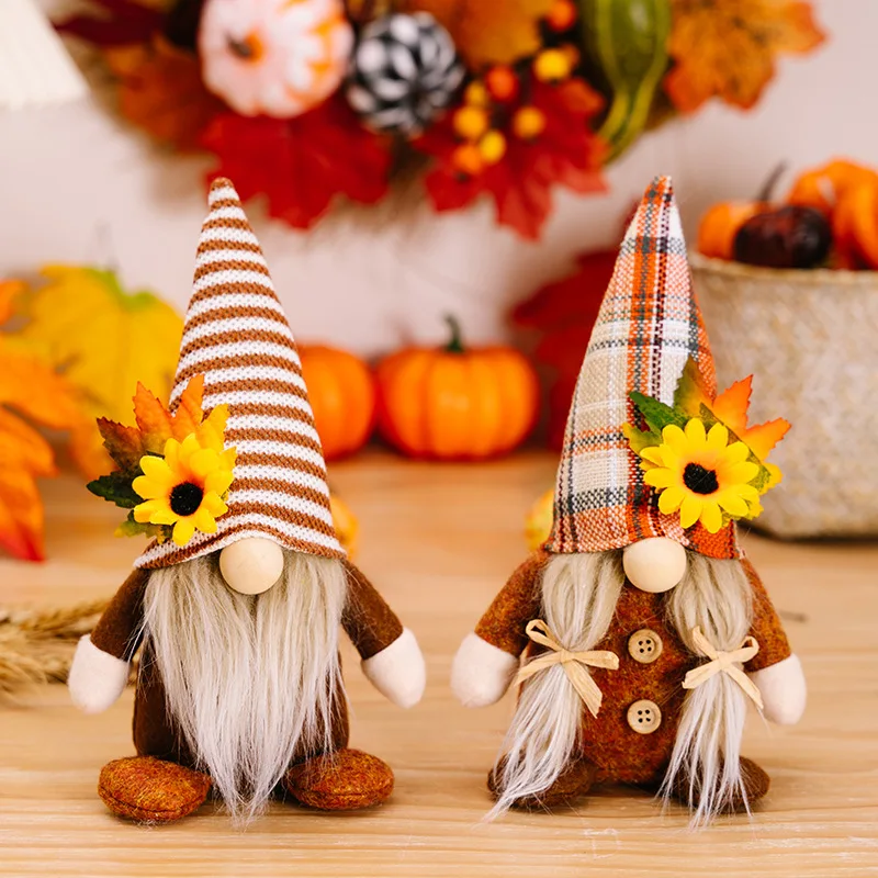 Thanksgiving Gnomes Plush Fall Harvest Decorations Scandinavian Tomte Gnomes Ornament House Table Decor Thanksgiving Gift