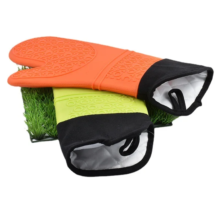 Extra Long Professional Silicone Oven Mitt Oven Mitts with Quilted Liner Heat Resistant Pot Holders Flexible Oven Gloves