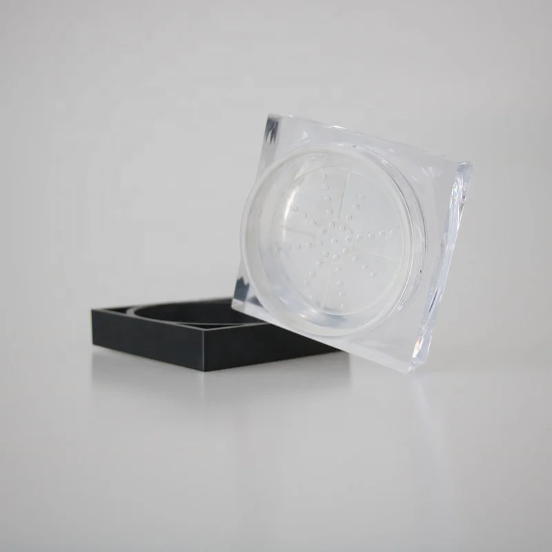 Wholesale cosmetic packaging 15g  clear acrylic loose powder container with sifter