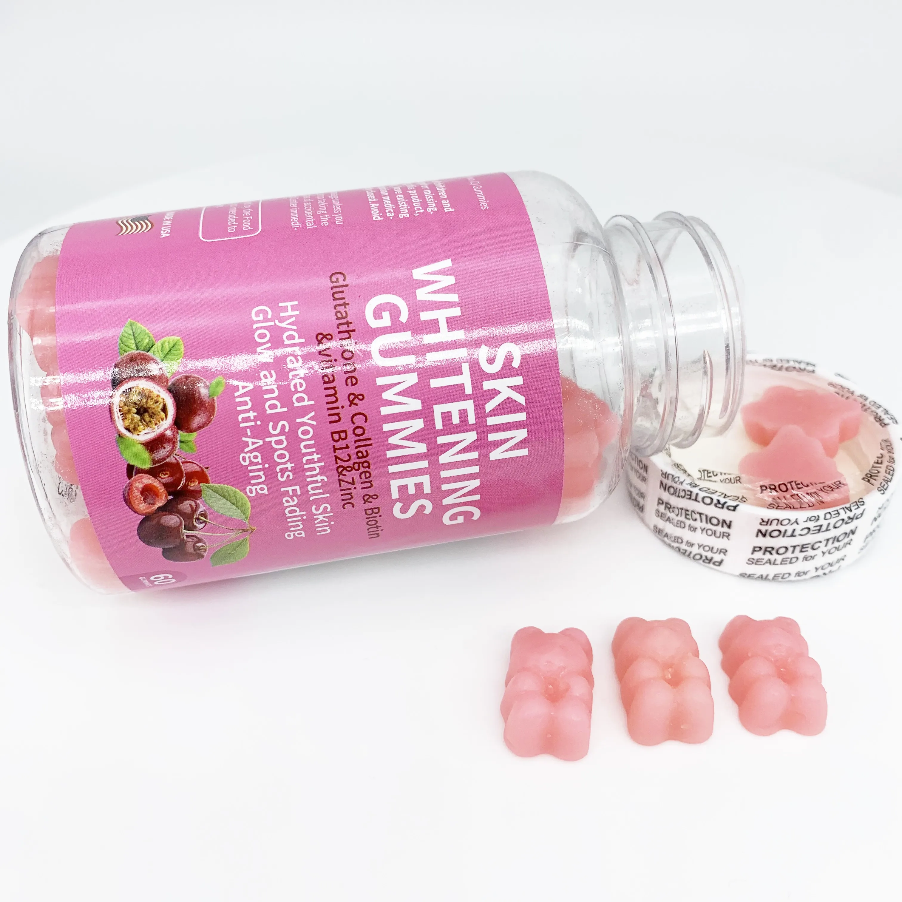 Hot Selling Herbal Supplements Skin Whitening Gummies Brightening Youthful Stay Young Supports Essential Amino Acids Elastin