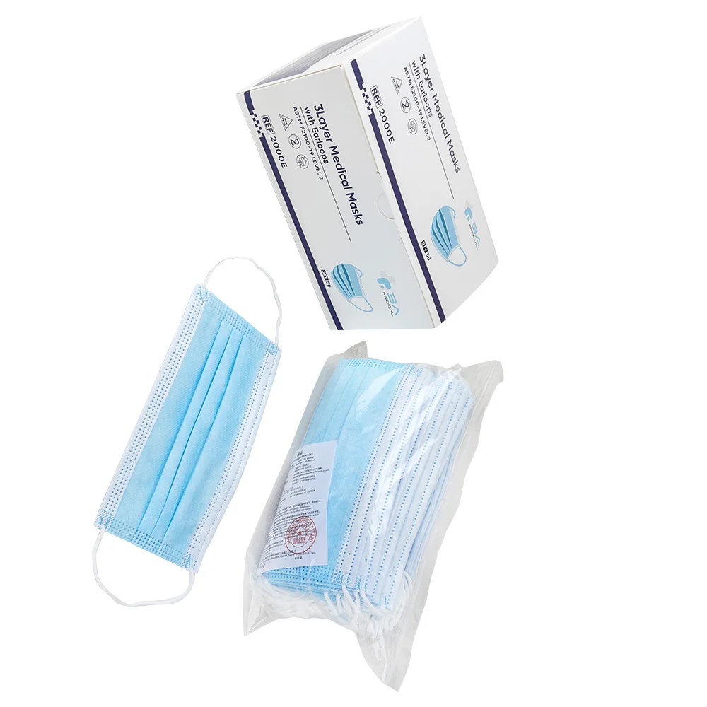 ASTM F2100 Level 3 Surgical Mask Disposable Face Mask 3 Ply Earloop Medical Facemask