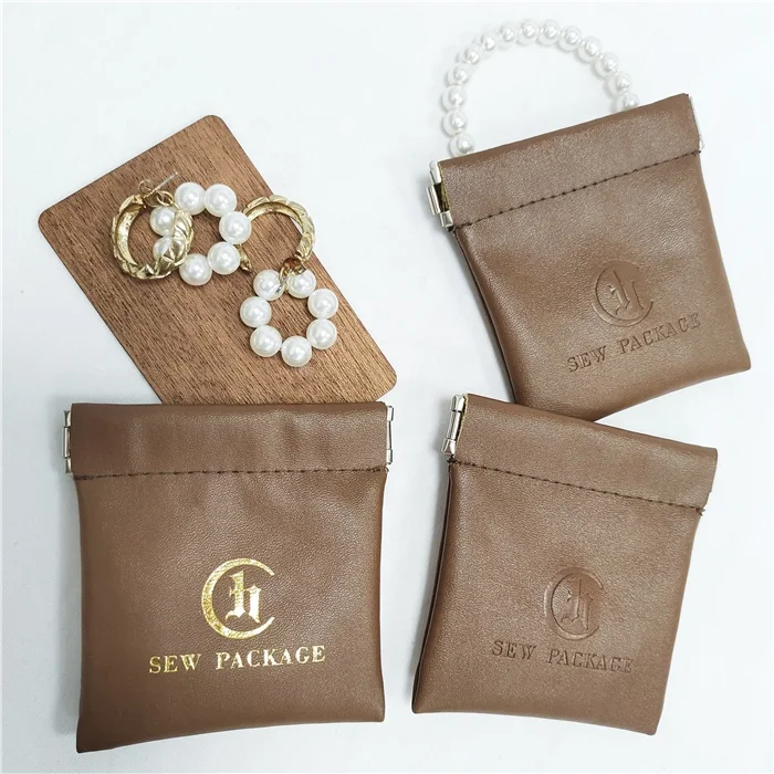 Fashion Squeezed Travel PU Packaging Bag Spring Opening Bags Luxury Leather Packaging Pouch For Cards Jewelry