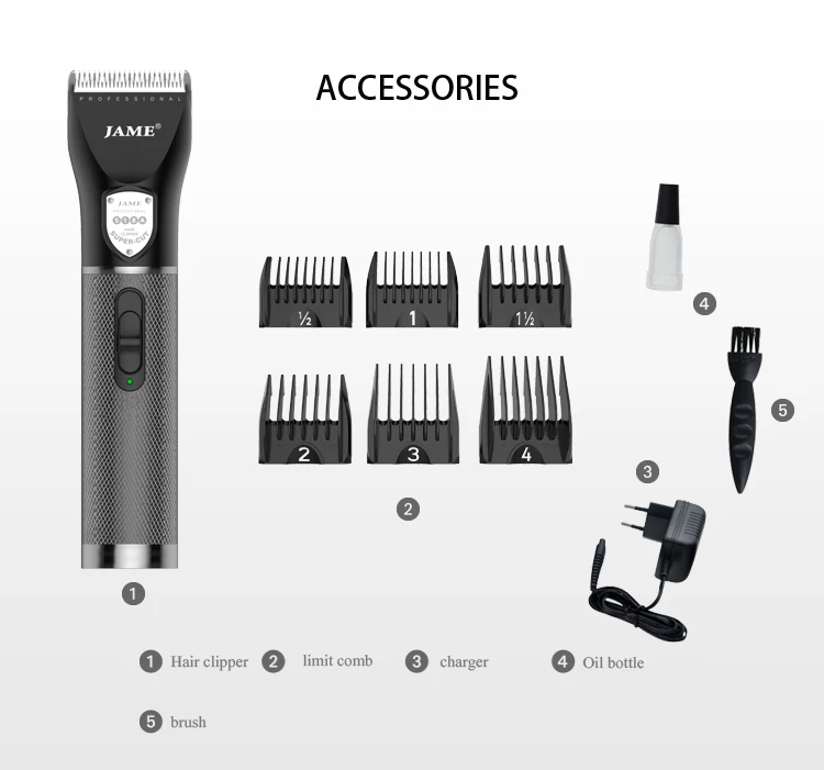 Homebeauty JM-518A Aluminum Quick Charging Electric Hair Cut Machine Professional Metal Hair Clipper