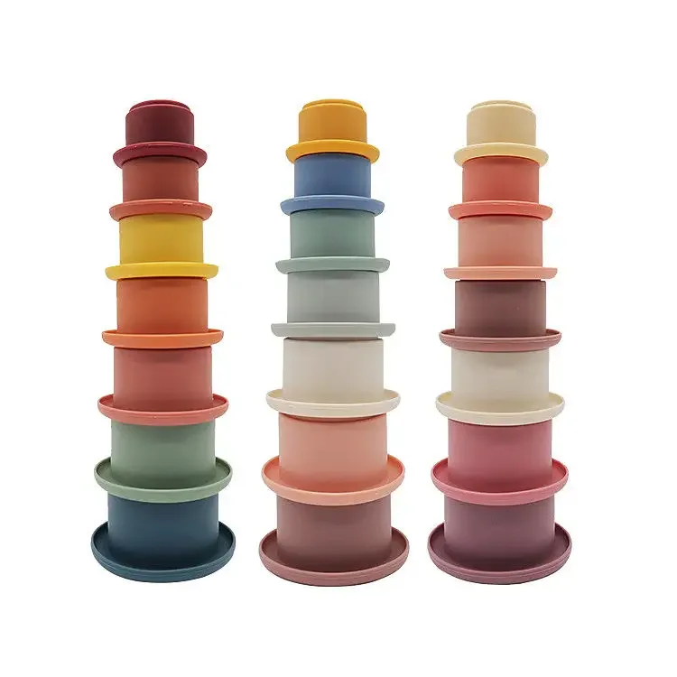 Nesting Cups for Montessori Developmental Infant Toys Silicone Stacking Cup Educational Toy Soft silicone Baby Stacking Cups