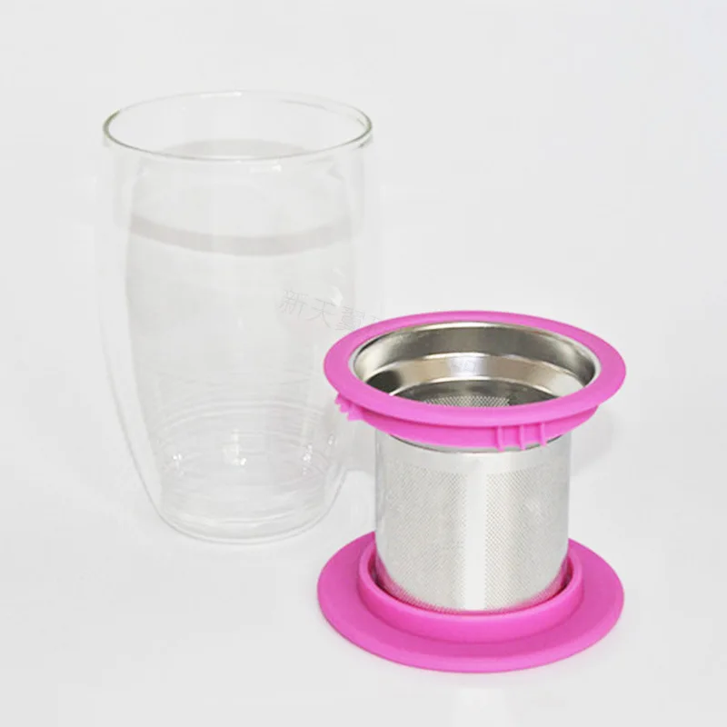 Laser Engraved Logo Stainless Steel Loose Leaf Tea Strainer Stepper Extra Fine Tea Infuser Basket with Silicon Rim and Lid