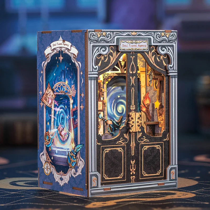 CuteBee New Product DIY Craft Kit Soul Travel Agency Miniature Dollhouse Book Nook Kit Wooden Puzzles for Adults