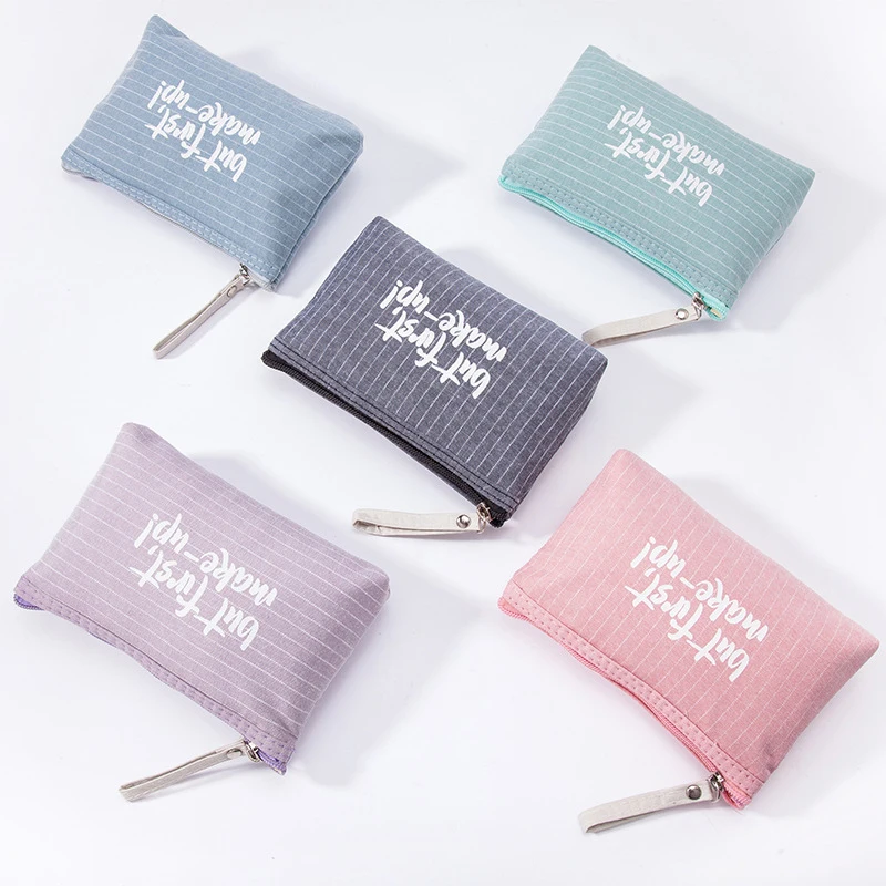 Travel Simple Brush Holder Letters Printing Canvas Small Makeup Organizer Make Up Bag Cosmetic