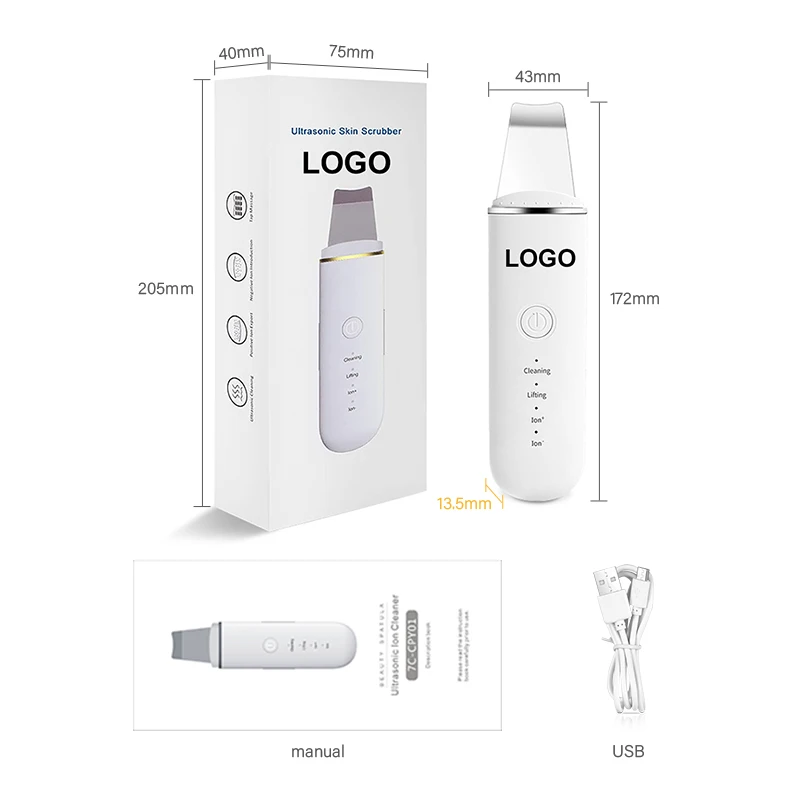 Beauty exfoliator device Deep facial cleaner electric ems peeling lifting  ultra sonic sonic skin scrubber