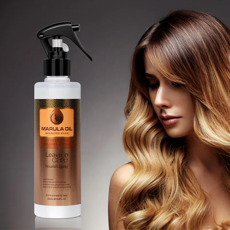 Free Samples Private Label Shine Silky Hair Care Nourishing Marula Oil Leave-in Spray for Dry Frizzy Hair