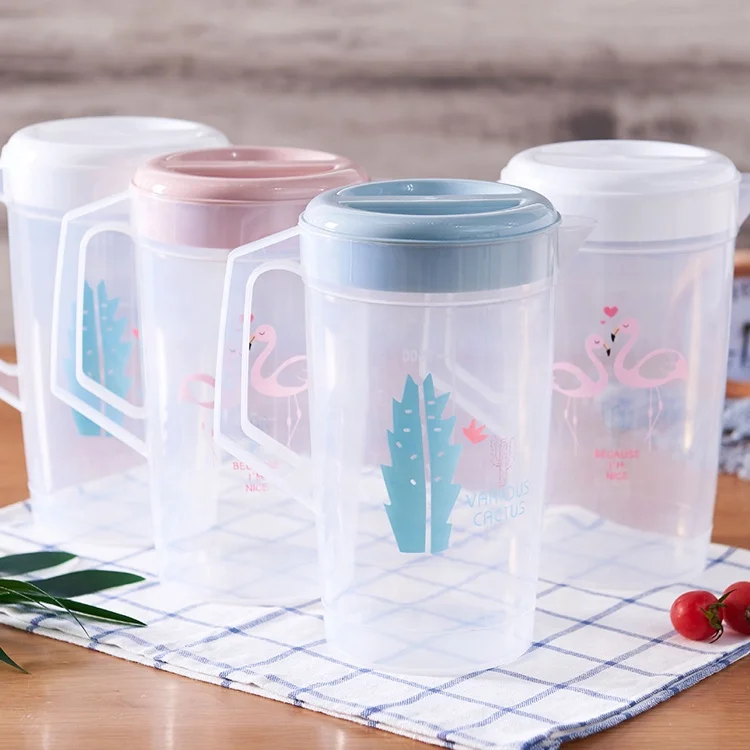 2L Large Capacity Water Jug Reusable Plastic Teapot Clear Beverage Pitcher Cold Tea Kettle with Four Cups