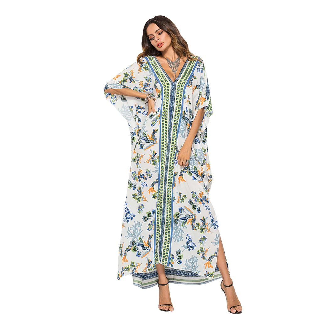 
2021New Summer Beach Fashion Sexy South American Print Plus Size Casual Dress 