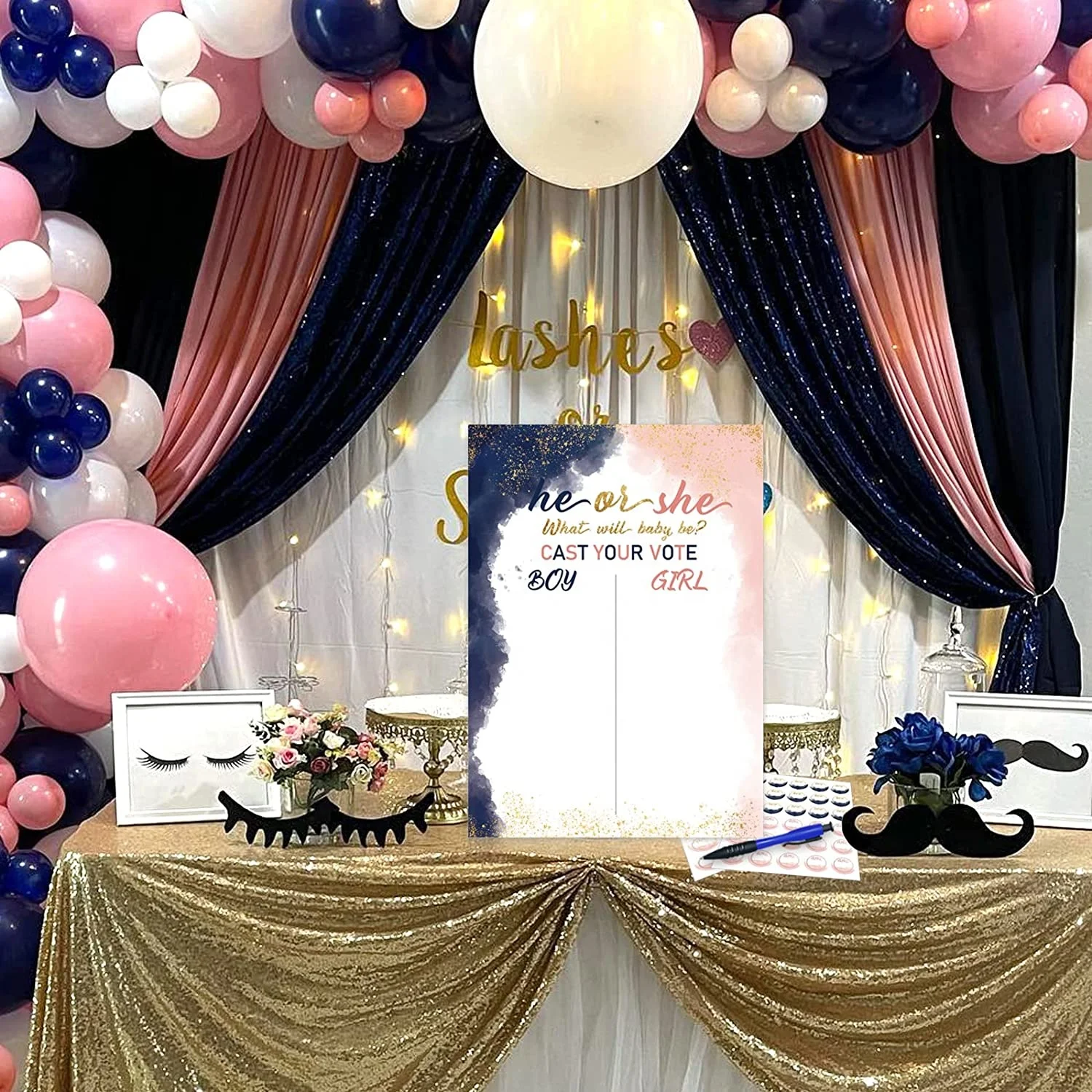 Boy Or Girl Poster Board With Stickers Baby Shower Gender Reveal Team Voting Game Party Supplies Decorations