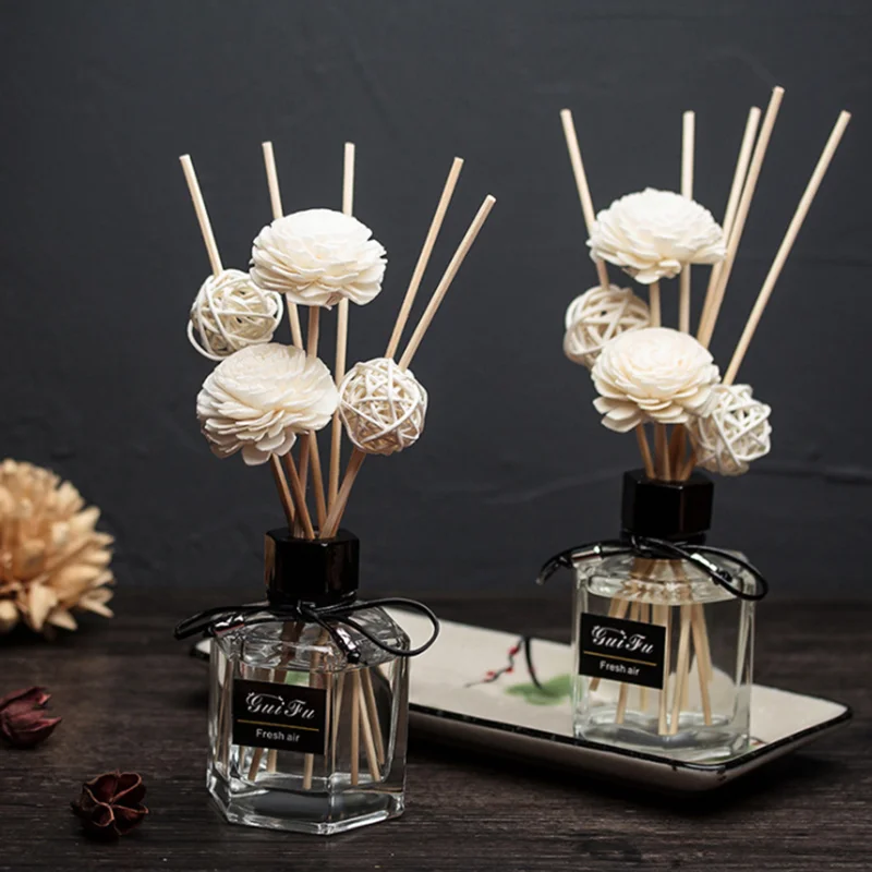 Ароматерапия для автомобиля, ароматизированный стеклянный диффузор с ротанговым цветком