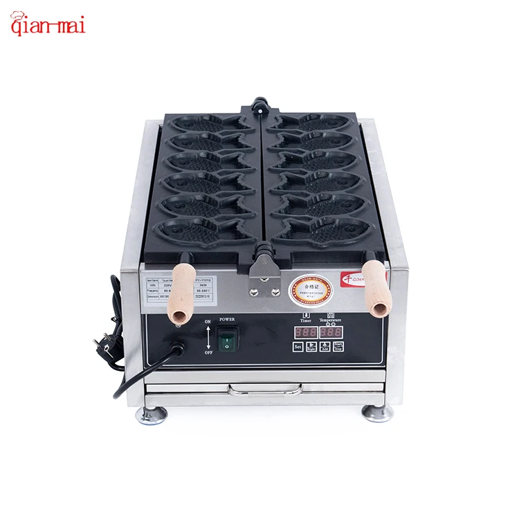 Customized Snack Equipment New 6 Pcs Electric Fish Shaped Taiyaki Waffle Maker Machine Electric Taiyaki Maker Machine