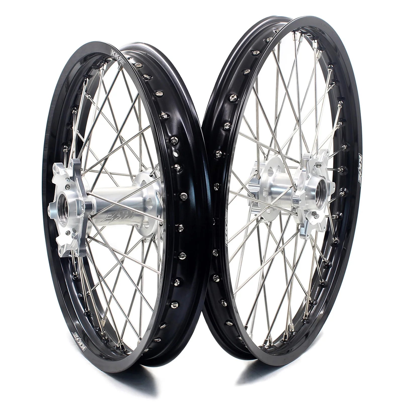 KKE 21/19 Мотоцикл CNC MX колеса совместимы с KTM 125cc 450cc EXC SMC SXF SX Серебряный концентратор черный