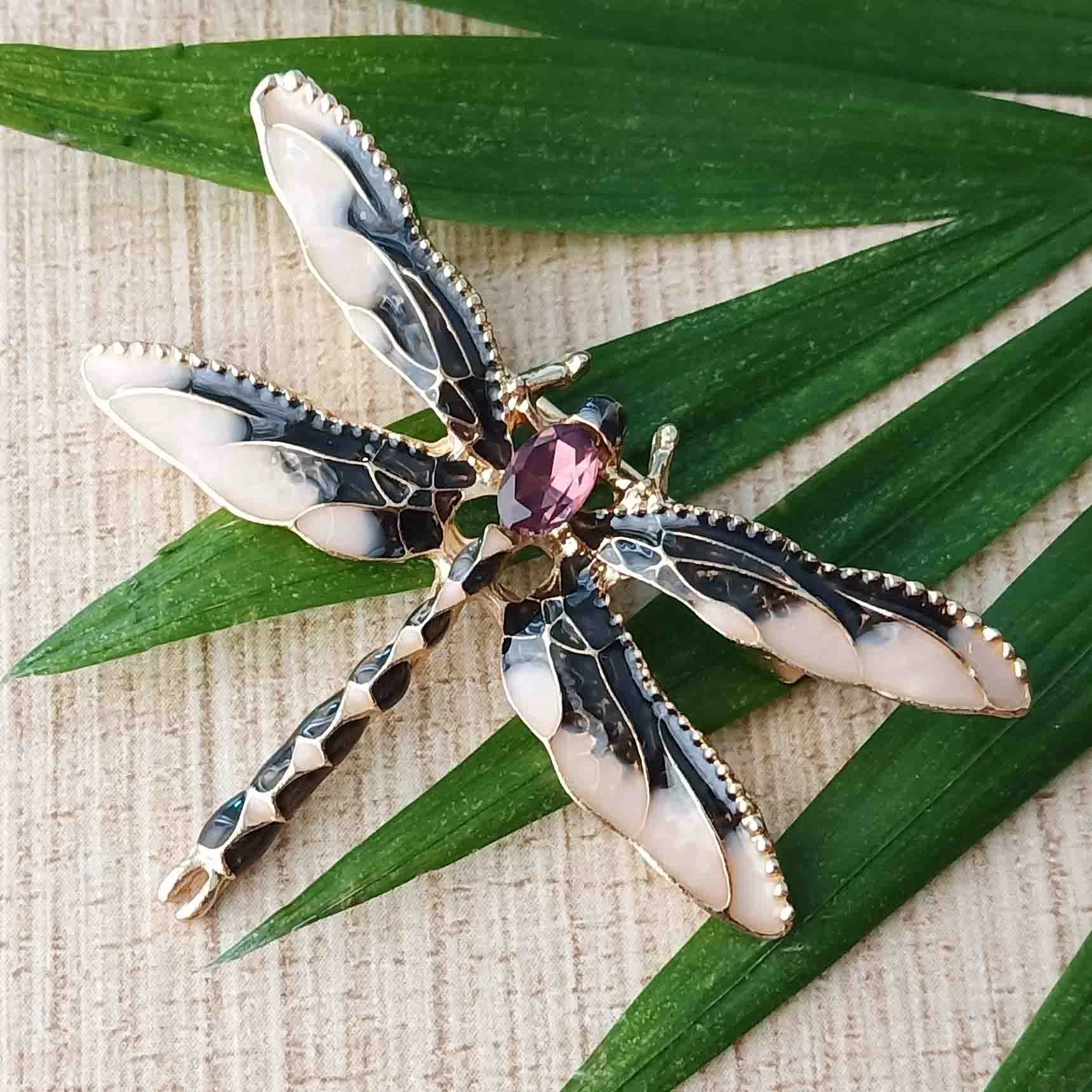 Popular silver 925 fashion luxury dragon fly brooches