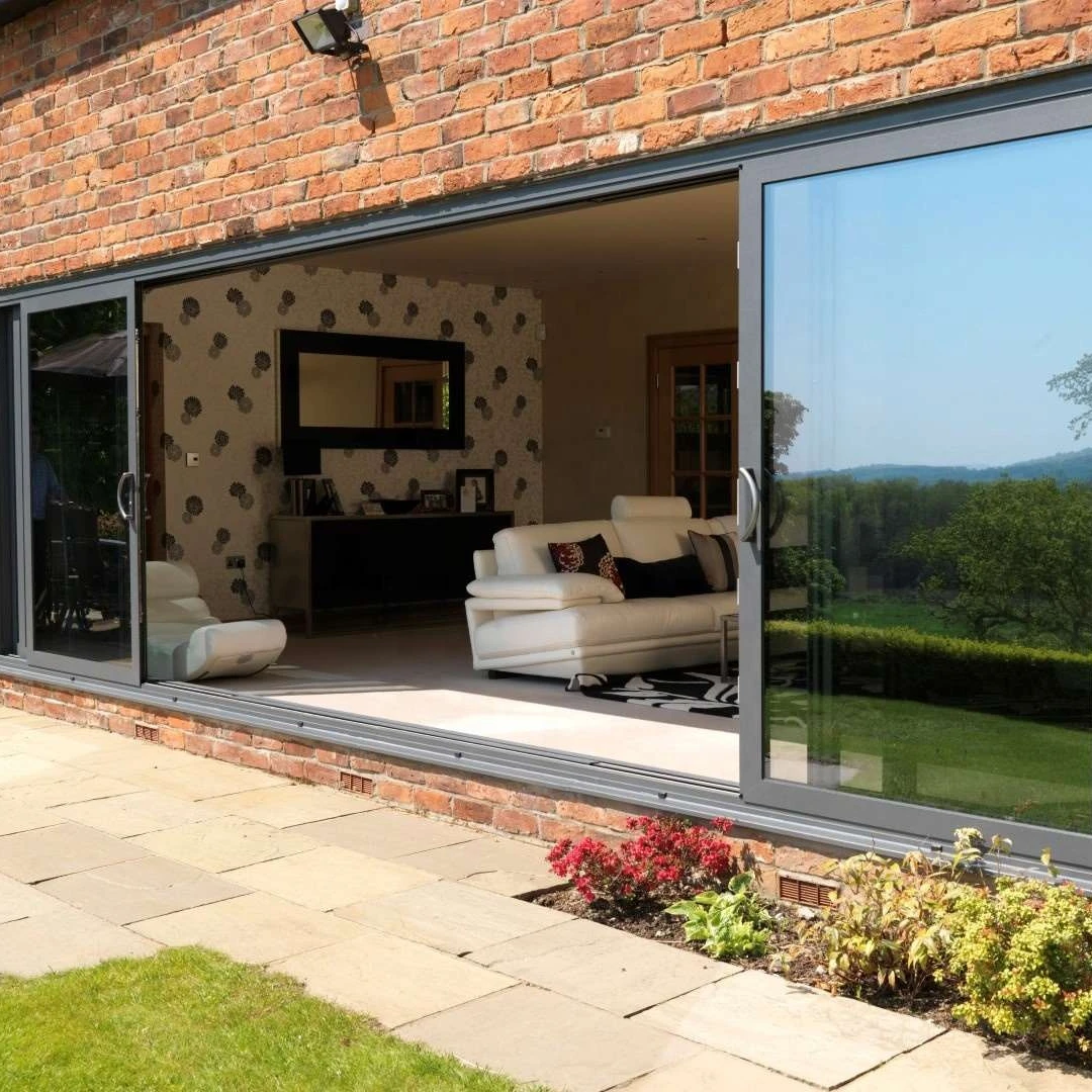 Custemoized Aluminium Frame Double Glazed exterior balcony sliding glass door