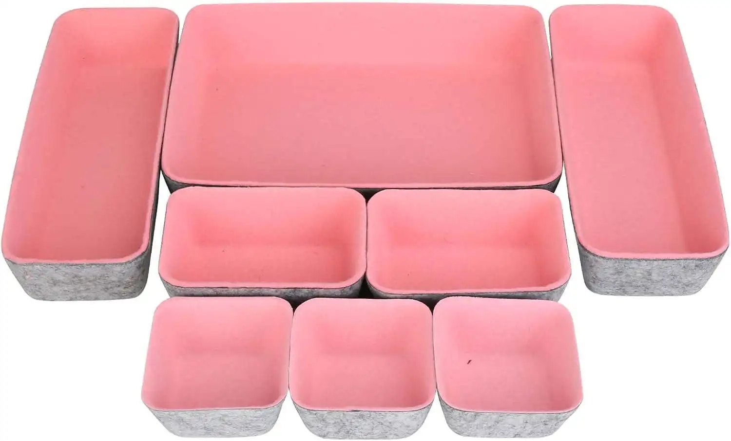 8 Pack Light weight Felt Drawer Organizer Tray desktop Office Gadgets and Jewelry organizer bins