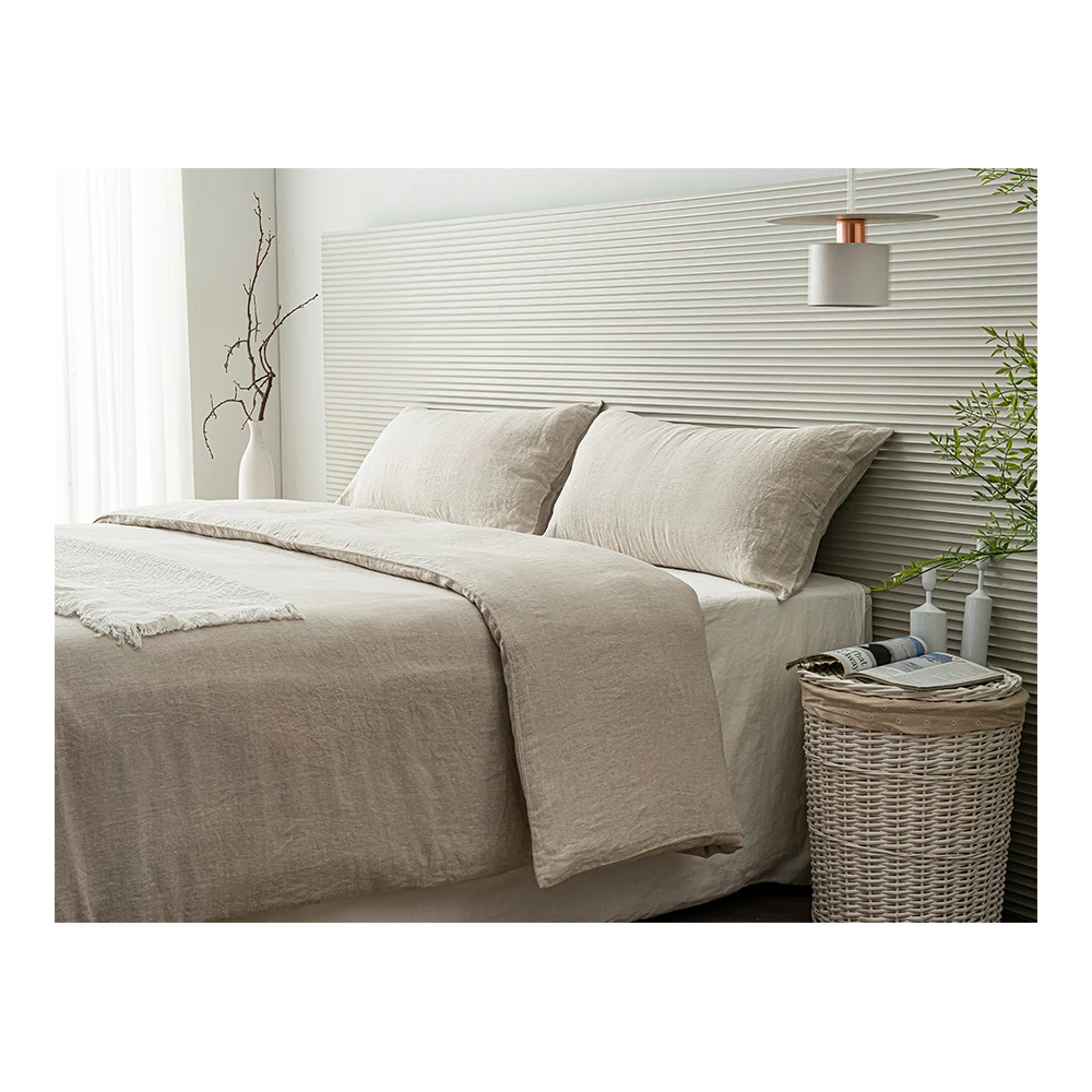 LZ 100% flax linen bed quilt cover set kids duvet cover bedding set