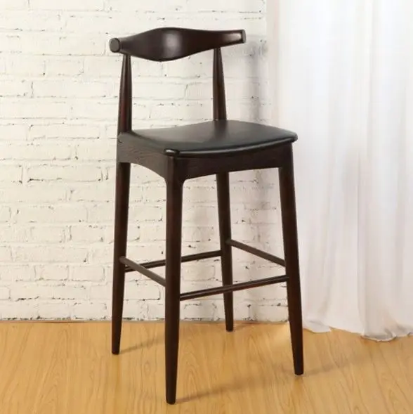 Restaurant Bar Furniture Cheap Price Elbow Wooden Bar Stools With  High Back