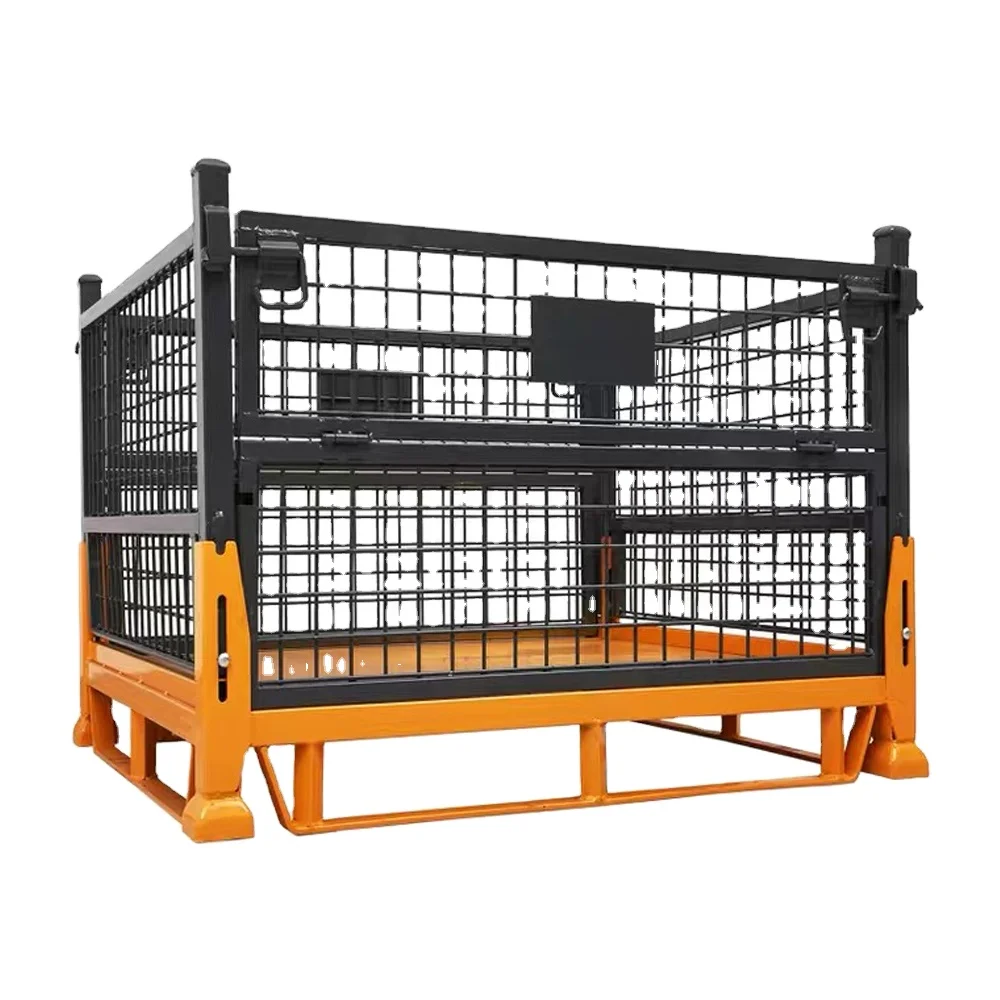 Double color box storage wire mesh cage bulk storage stackable rack  collapsible wire mesh pallet