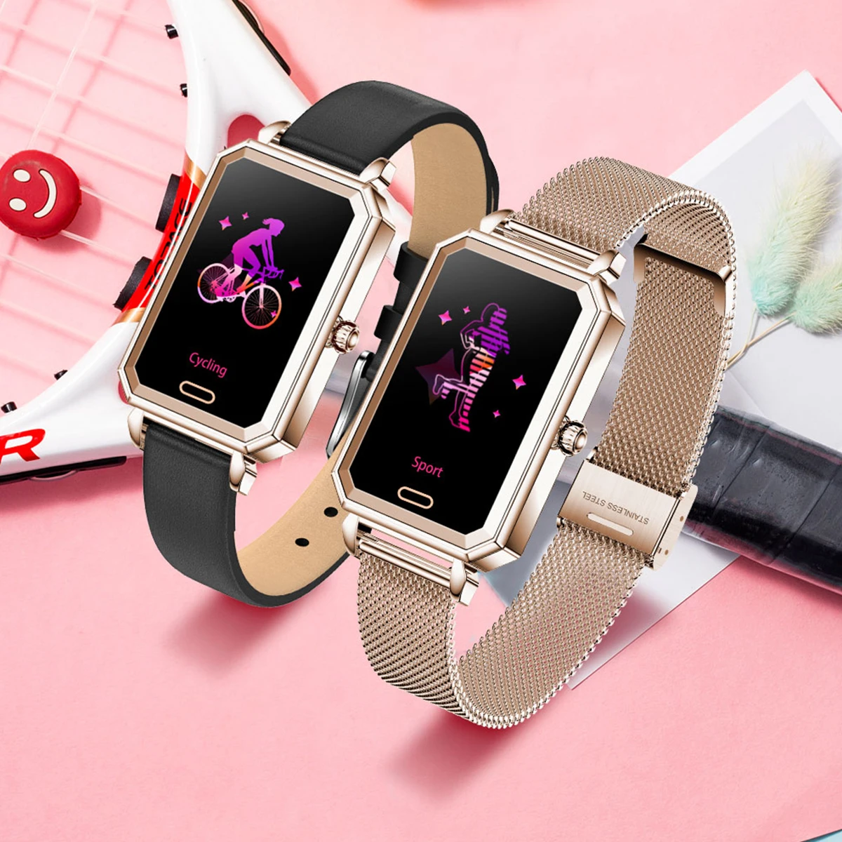 2022 Wristwatch Lady Fashion Smart Watch 1.08 inch Heart Rate Blood Pressure Pedometer Ip68 Waterproof Women Health Smartwatch