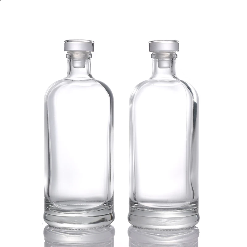 Empty Clear 500ml Rum Whisky Spirit Vodka Glass Liquor Bottle with Cork Stopper