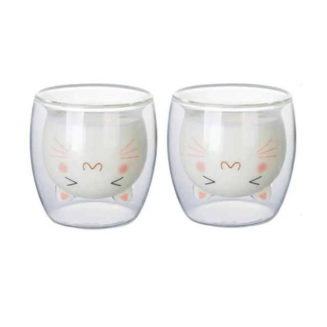 Factory direct supply gift cup cartoon cute super cute juice cup double insulated glass coffee cup