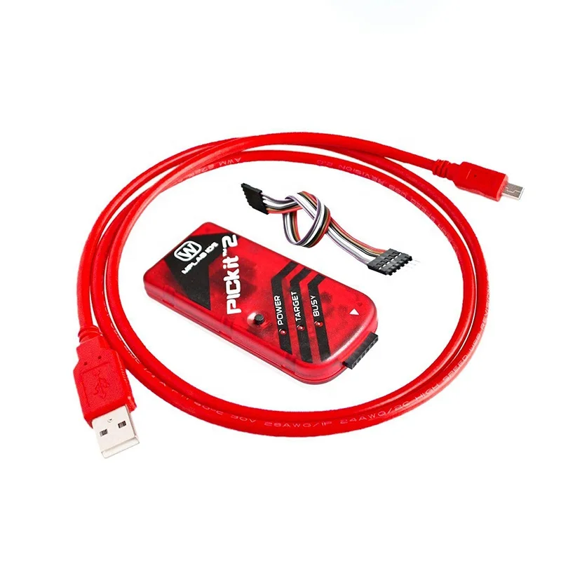 Программатор PICKIT2 PIC Kit2, программатор PICKit 2 красного цвета с USB-кабелем Dupond Wire