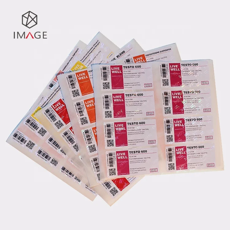 Custom 10ml Hologram Vial Label with QR Code and Barcode for Pharmaceutical Products