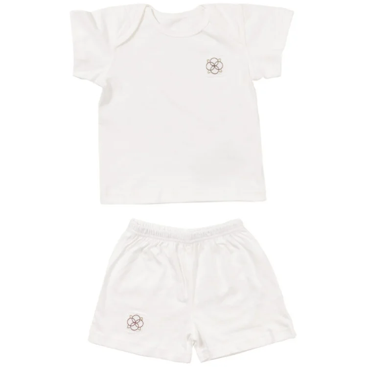 Оптовая цена 100% комплект пижамы из органического хлопка натуральный цвет слоновой кости-желтый от вьетнамской фабрики OEM ODM Service