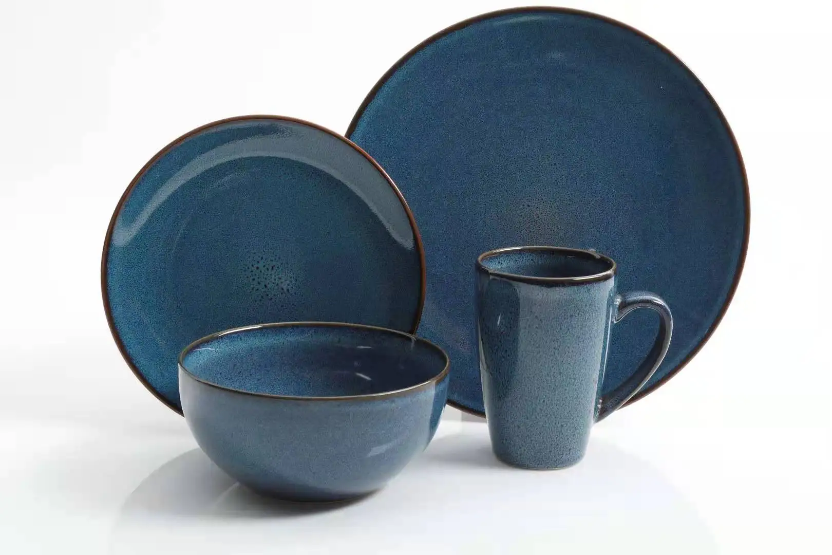 Best price 16 Pcs Reactive Glaze Dinner Set Ceramic Plates Sets Luxury Ceramic Dinnerware Set