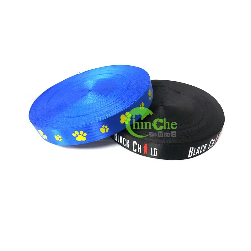 Personalized Silk screen print grosgrain DOG NECK ribbon custom paw printing lanyard webbing roll