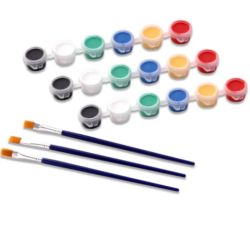 BOMEIJIA Art Factory Supply 6 Colors Portable Beginner Mini Acrylic Paint Pot with 1 Artist Brush
