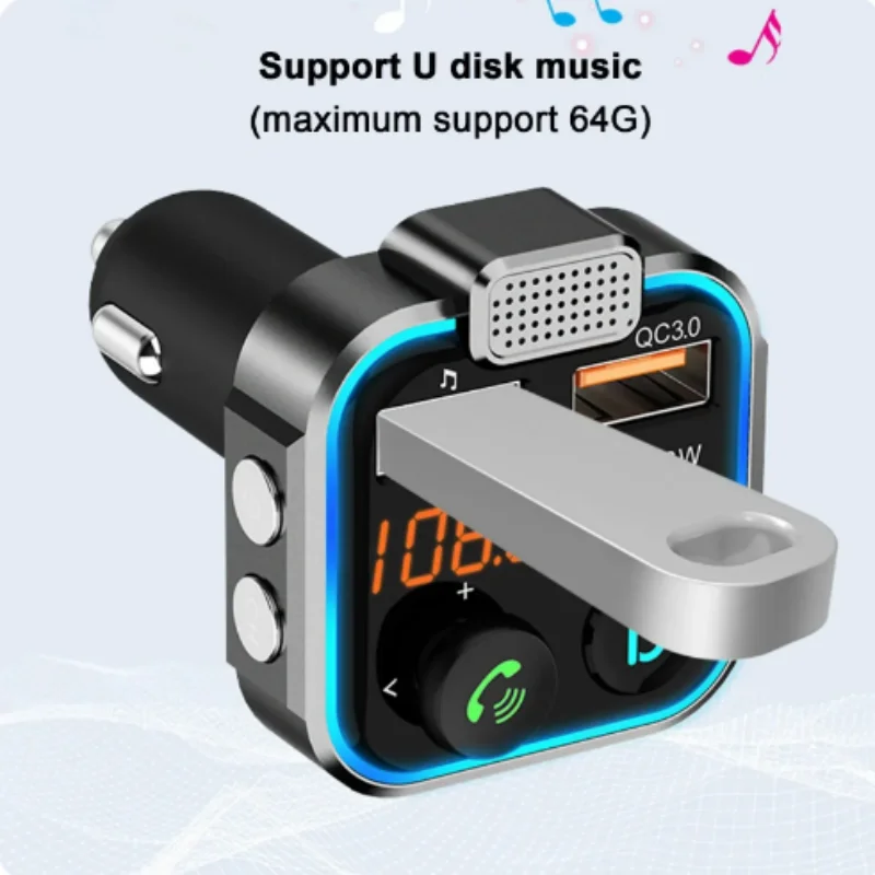 FM Transmitter Modulator Car Wireless BT5.0 USB Fast Charger Auto Aux Radio Mp3 Player Music Hands Free Car Kit fit for BMW