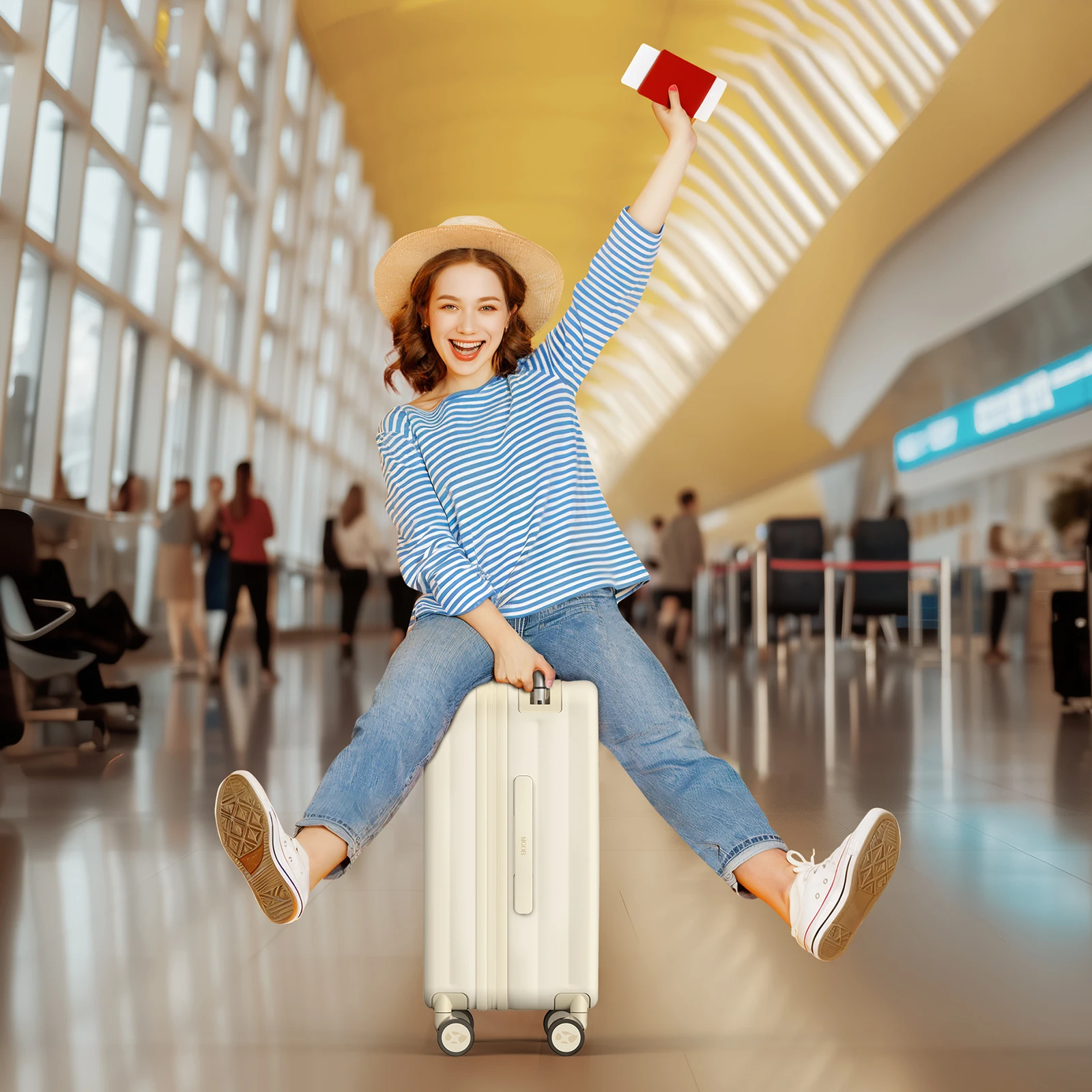 Hot Selling Cabin PC Lightweight Travel Suitcase 20 Inches Expandable Front Pocket Checked Luggage  Medium Suitcase