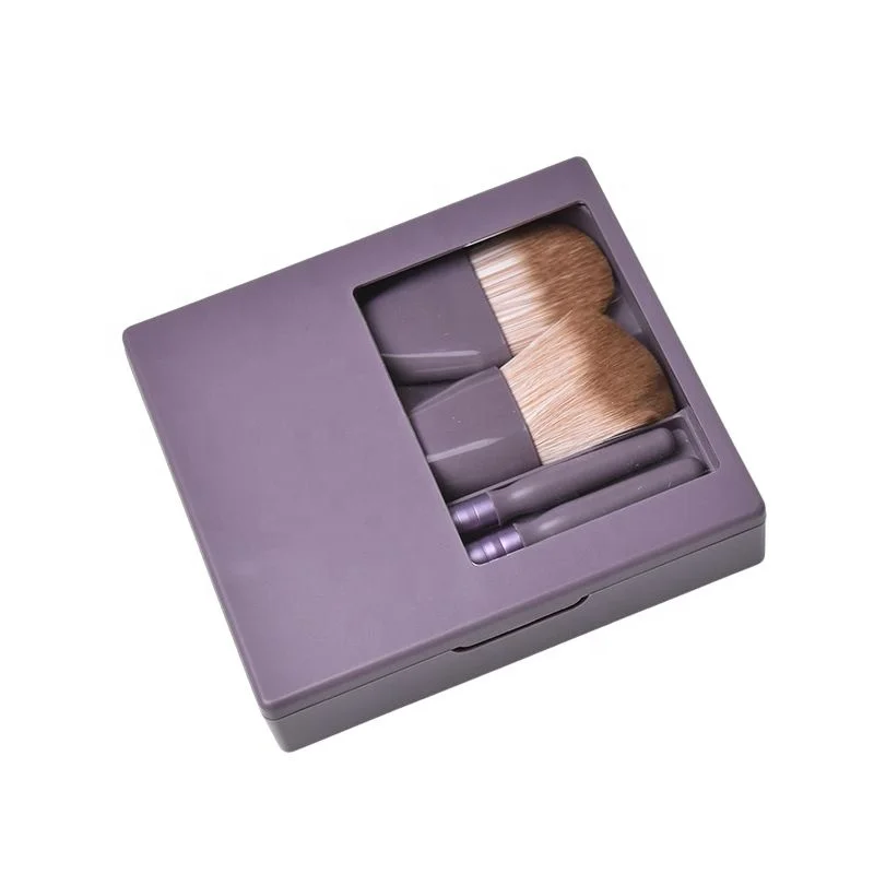 Hot Selling Small Cosmetic Brushes Portable Travel Size Makeup Brushes Mini Set with Case 5PCS Built-in Mirror