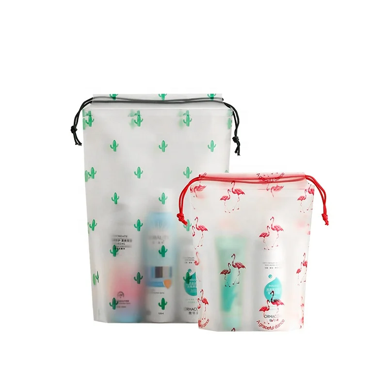 
Travel split shoe storage drawstring bag wash towel bag plastic frosted packaging bag customization 